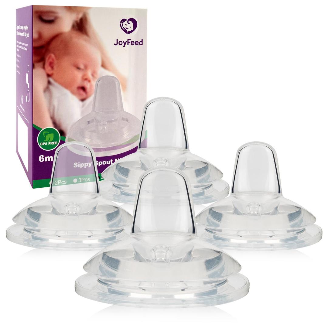 Straw Cup Conversion Nipple for Philips Avent Natural Baby Bottle, My Grippy Spout Sippy Cup and Natural Trainer Sippy Cup,Leak-Proof,Fast Flow Soft Silicone Straw Top Nipples,6m+,4 Count
