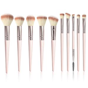Makeup Brush Set, Premium Synthetic 10 PCS Makeup Brushes, Travel Makeup Brush Set with Soft Hairs, Makeup Brushes Set Professional for Blush, Eyeliner, Eyeshadow, Concealer, and Foundation (Pink)