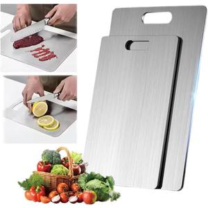 Titanium Cutting Board - Titanium Cutting Boards for Kitchen, Easy to Clean and Will Not Absorb Odors, Ideal for Chopping/Meat Cutting (2pcs)