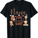 Nana Can Bearly Wait Bear Gender Neutral Boy Baby Shower T-Shirt (Small, Black)