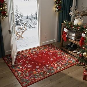 Wonnitar 2x3 Boho Bathroom Rugs Non Slip Washable Kitchen Rug, Green Floral Small Area Rugs for Entryway, Low Pile Soft Door Mat Indoor Entrance Throw Carpet for Bedside Laundry Room 2'x3'