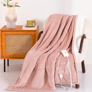 Templewet Heated Blanket Electric Throw 50" x 60" -Heated Throw Blanket with 4 Heating Levels & 3 Hours Auto Off,Machine Washable,ETL & FCC Certification(Candy Pink)