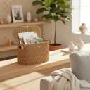 Coeusy Toilet Paper Basket with Lid,Paper Rope Decor Basket for Bathroom Organizers and Storage,Holds Up to 6 Mega Rolls,Decorative Hand-Woven Bathroom Bedroom Living Room Decor
