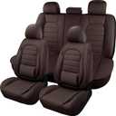 Brown Car Seat Covers Full Set, Universal Faux Leather Seat Covers for Cars 5 Seats, Waterproof Leather Car Seat Covers, Comfortable Automotive Seat Covers for Most Sedans Trucks SUVs