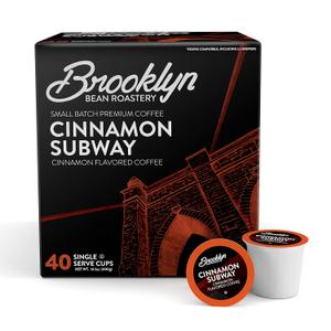Brooklyn Beans Cinnamon Subway Gourmet Coffee Pods - Compatible with Keurig K Cup Brewers Including 2.0 Machines, 40 Count, Spicy Cinnamon Flavored (EXP 11/12/25)