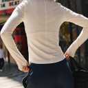 Womens Long Sleeve Turtleneck Shirt Crop Basic Tops Slim Fitted Top Going Out Y2K T Shirts (White, XS)