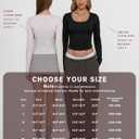 MANGOPOP Scoop Neck Long Sleeve Tops for Women Sexy Slim Fitted Going Out T Shirt Tops Cropped (Black, L)
