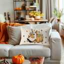 2 x GAGEC Halloween Pillow Covers 20x12 Inch Ghost Floral Throw Pillow Covers Holiday Fall Farmhouse Pillowcase Couch Cushion Case for Indoor Outdoor Home Sofa Decor