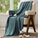 Blunique 100% Cotton Cable Knit Throw Blanket, Lightweight Soft Knit Blanket for Sofa Couch Bed, Breathable All-Season Throw, Cozy Decorative Blanket, 50 x 60 Inch,Teal