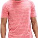 MIER Mens T Shirts Short Sleeve Quick Dry Active Tee for Running Workout Gym, Heather melon pink, XXL