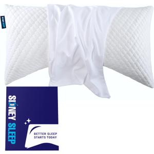 Sidney Sleep Curved Pillow Covers - Full Length Zipper Closure - Premium Soft Brushed Microfiber - 20 x 37 Inches - Fits Curved Side Sleeper Pillows (King, White)