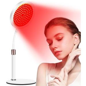Red Light Therapy for Face and Neck with Base,3-in-1 Chip Designed Infrared Light Therapy Lamp, Deep Red Light Therapy Lamp with 660nm 850nm for Sk-in,Pain