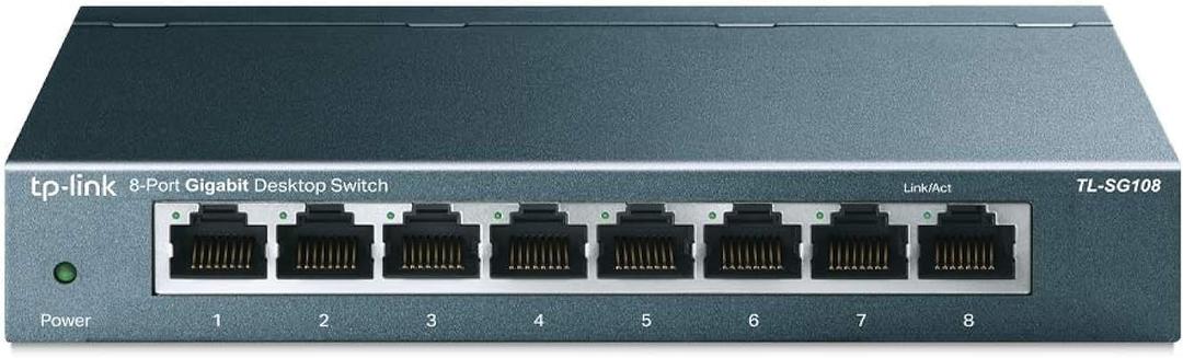 TP-Link 8 Port Gigabit Ethernet Network Switch - Ethernet Splitter | Plug & Play | Fanless | Sturdy Metal w/ Shielded Ports | Traffic Optimization | Unmanaged | Lifetime Protection (TL-SG108)