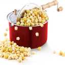 Cook N Home Stovetop Popcorn Popper with Crank, 6-Quart Aluminum Popcorn Pot, Red