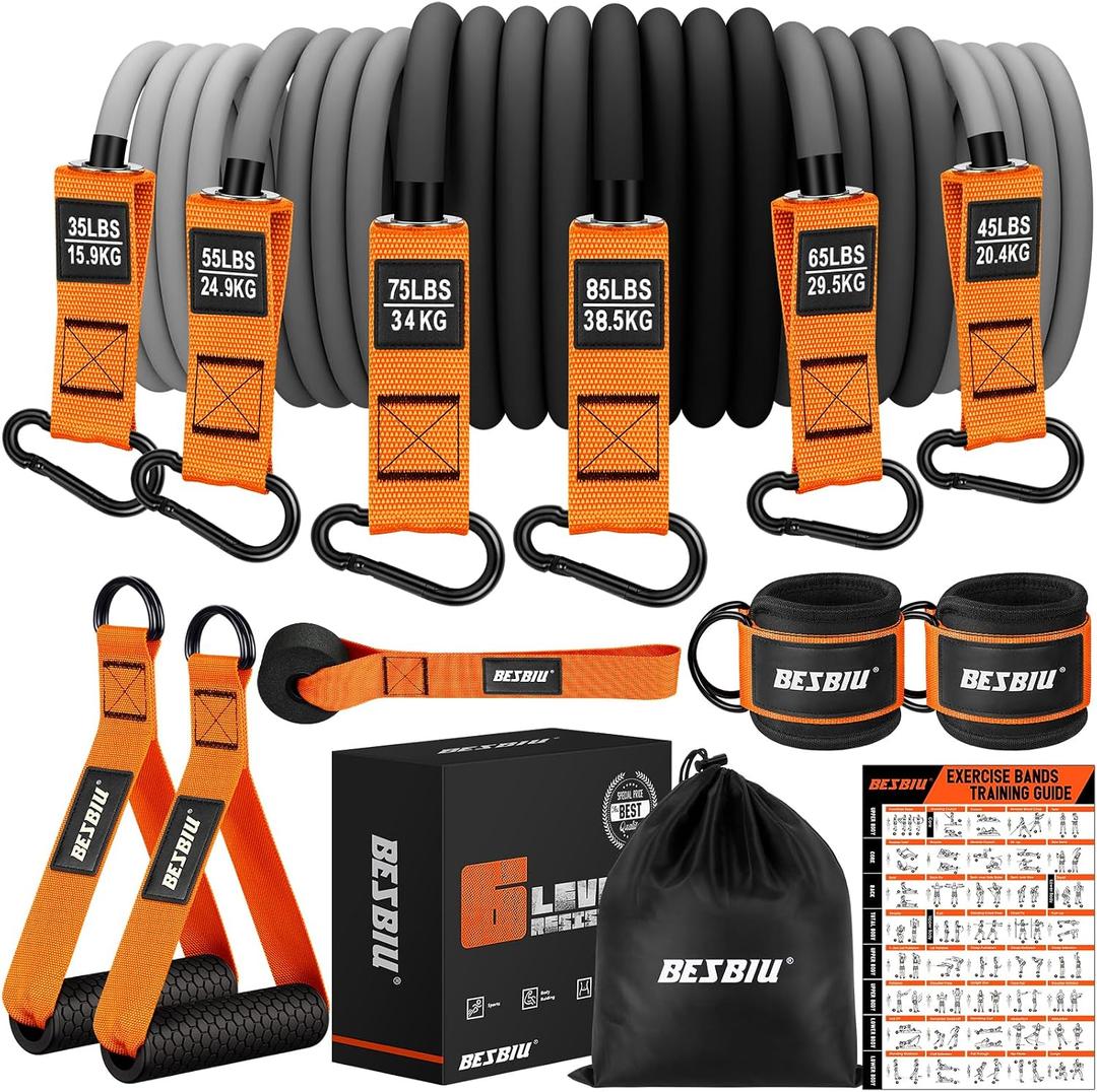 Heavy Resistance Bands for Working Out, 300lb Exercise Bands Workout Bands with Handles, Door Anchor, Ankle Straps, Home Gym Workout Equipment for Men Fitness Strength Training Stretching