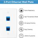 iwillink (2-Pack) 2-Port Ethernet Wall Plate, Keystone Jack Wall Plates with RJ45 Keystone Inline Coupler insert, Female to Female Cat6 RJ45 Wall Plate, Blue