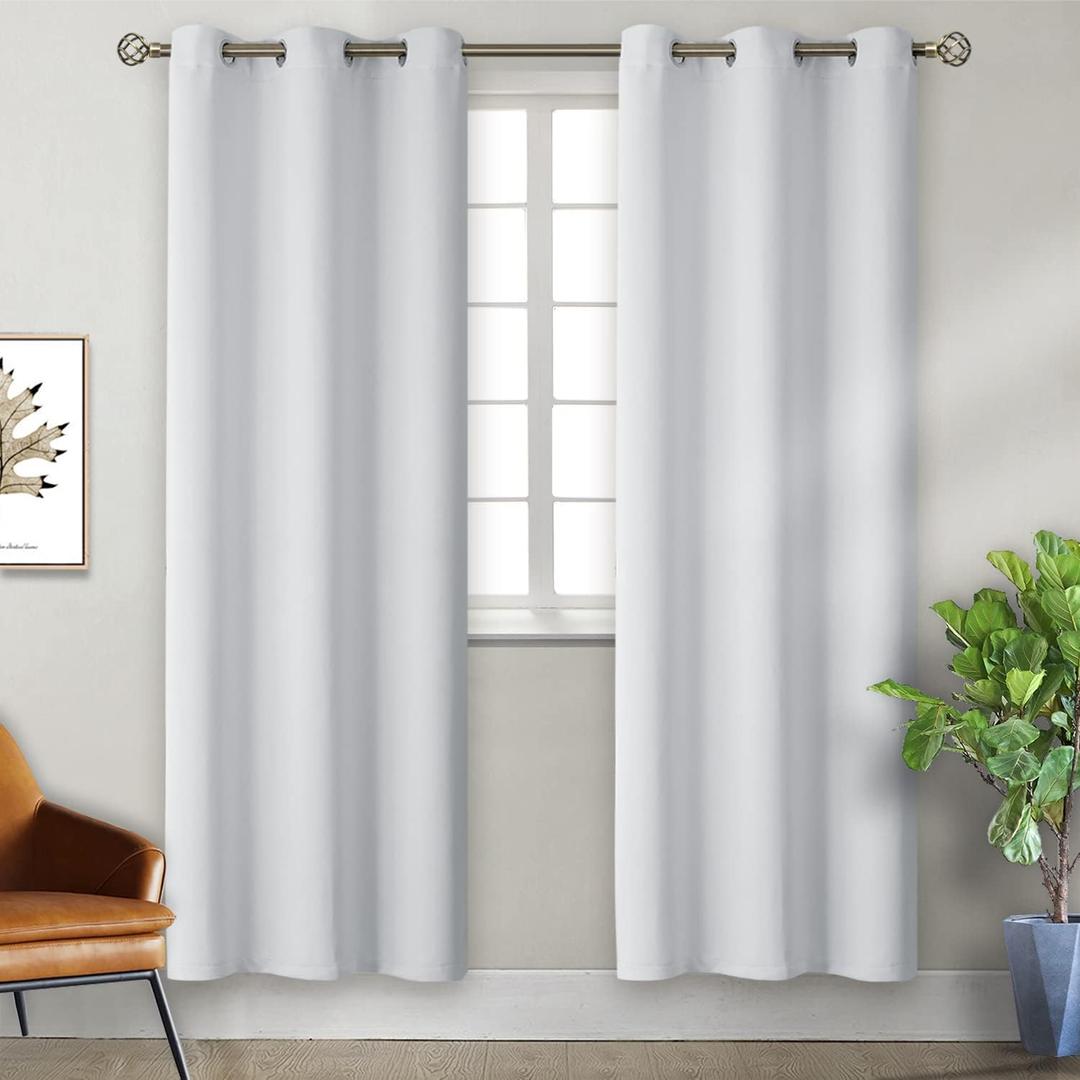 BGment Room Darkening Curtains 84 Inches Long - Grommet Thermal Insulated Drapes Window Treatment Curtains for Bedroom, 2 Panels, 38 x 84 Inch, Greyish White