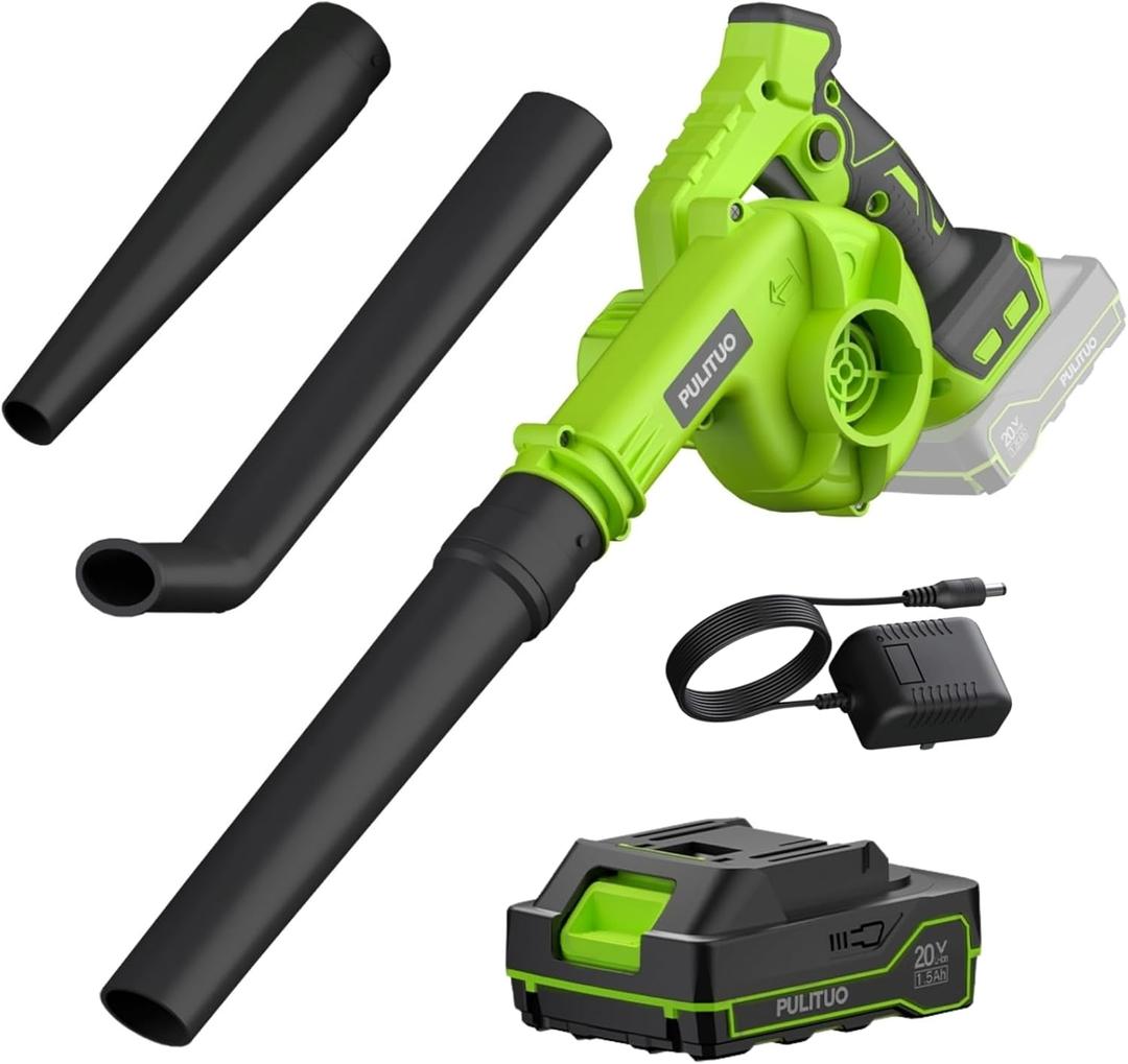 Leaf Blower Cordless with Battery and Charger, 20V Electric Cordless Blower 120MPH Small Leaf Blower, Lightweight Battery Blower Yard Tools Grass Blowers for Lawn Care Patio Backyard Leaves and Dust (Green)