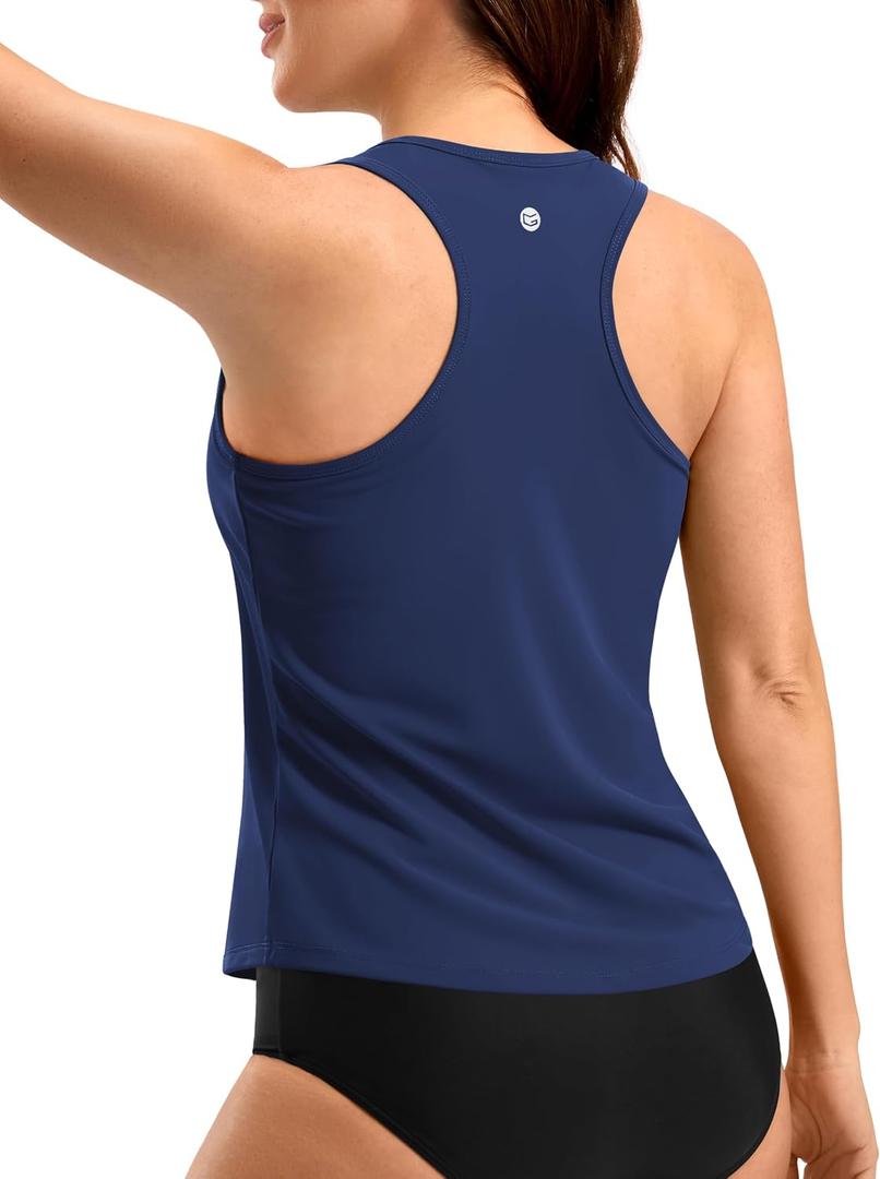 G Gradual Tankini Tops for Women High Neck Swim Top Racerback Bathing Suit Tops Modest Swimsuits Tank Top Only No Bottom (Blue, M)