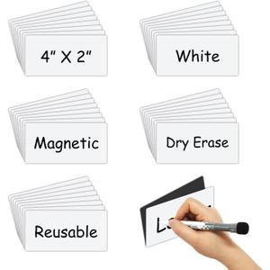 Dry Erase Magnetic Labels 4x2 Inch 40 Pieces, Reusable Magnetic Dry Erase Labels for Whiteboards, Locker, School, Classroom, Office, Home