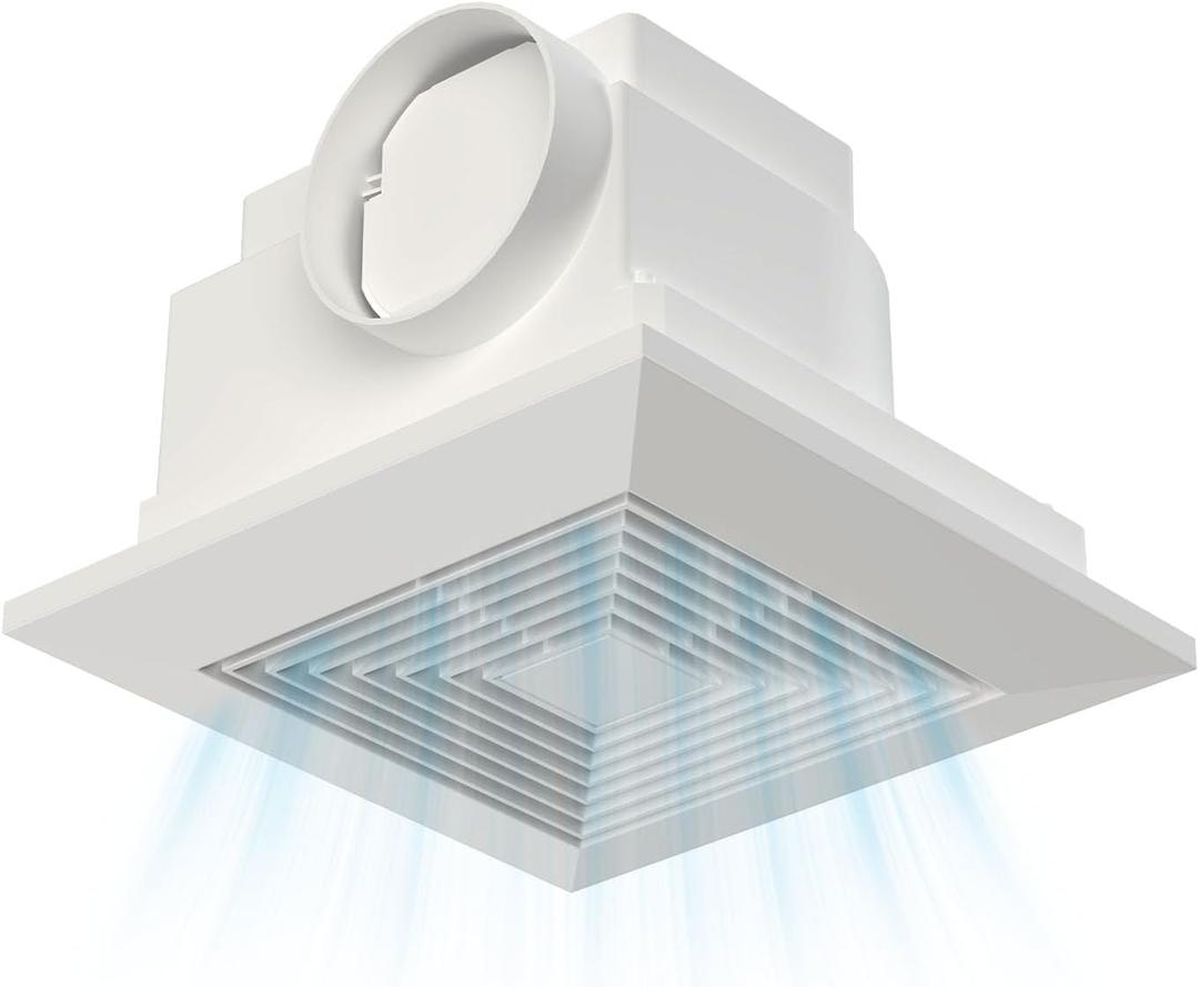 Bathroom Ceiling Exhaust Fan, 100 CFM 1.0 Sones Ultra Quiet, 9.8" Panel 8.27"x8.27" Mount, 4" Duct, Energy Efficient Household Ventilation Fan for Bathroom Home Office