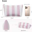 Large PVC Waterproof Striped Makeup Bag,Clear Coated Cosmetic Bags,Easy to Clean,Travel Organizer Zipper Pouch Beach Vacation Essentials for Women Girls(01Pink)