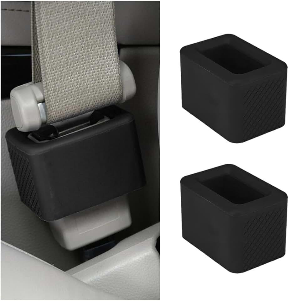 Car Seat Belt Buckle Holder, 2PCS Silicone Vehicle Seatbelt Buckle Booster for Kids, Automotive Seatbelt Fasten Holder Makes Receptacle Upright for Easy Access, Universal Fit (Black)