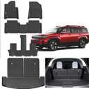 Floor Liners & Large Cargo Liners for 2024 2025 Hyundai Santa FE Hybrid (Non Pure Gasoline Version),TPE All Weather Protection Car Floor Mats with Large Trunk Mat Covering The backrest