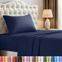 Utopia Bedding Twin Sheet Set 3 Piece Bed Sheets for Twin Size Bed, Soft and Breathable Microfiber, Includes 1 Fitted Sheet, 1 Flat Sheet and 1 Pillowcase Oeko Tex (Navy Blue)