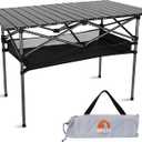 Opliy Portable Folding Camping Table for 4-6 Persons Aluminum Collapsible Table Lightweight with Carry Bag for Camping, Hiking, Picnics, BBQ, Beach Trips & Tailgating (XL (39.37 inch), Metal Gray)