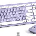 Wireless Keyboard and Mouse Combo, Full-Sized Wireless Keyboard and Adjustable DPI Mouse, 2.4GHz USB Receiver, Silent Keyboard and Mouse for PC, Windows, MAC, Desktop, Laptop(Purple)