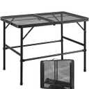 3-Foot Grill Table with Full-Frame Design, Portable Camping Table for 3-Burner Gas Grill, 25" Height for Standing Use, Foldable Outdoor Table for Picnic, Patio, Cooking (35" X 23.3"), 35.43" x 23.62" x 25.59" H