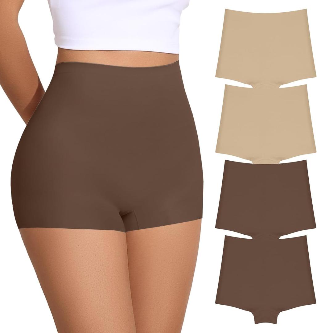 FallSweet No Show Boy Shorts Underwear for Women Seamless Panties Boxer Briefs Pack (Medium, Multi3)