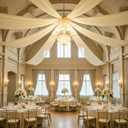 40ft×20ft Champagne Ceiling Drapes for Weddings Events Wrinkle-Free Polyester Ceiling Backdrop for Ten Canopy Church Stage Bedroom Decor 8 Panels 5×20ft, W5' x H20'_8 Panels