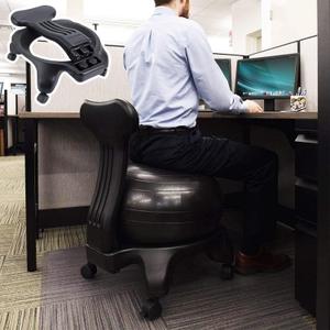 Ergonomic Balance Ball Chair Rolling Stool, Office Desk Exercise Ball Chair with Brakeable Wheels, Realigns Curved Spines and Relieve Back Pain