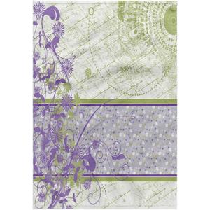 3D Rose Elegant Lavender and Green Floral Swirls Hand/Sports Towel, 15 x 22