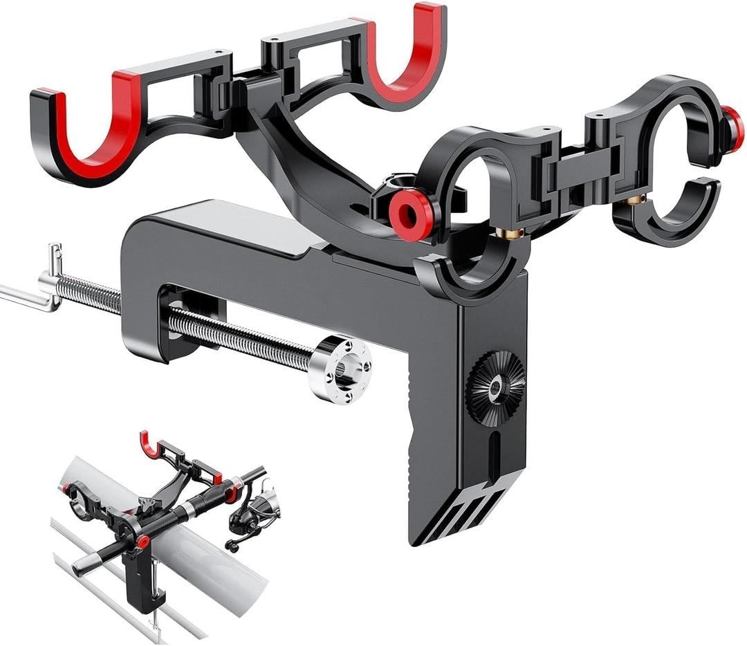 DZrudun Rod Holders for Fishing Boat- Dual Head 360 Adjustable Fishing Rod Holders for Boat- Folding Fishing Gear, Strong and Durable Rod Holder for Boat-Boat Accessories,Enlarge Clamp&Thicken Base