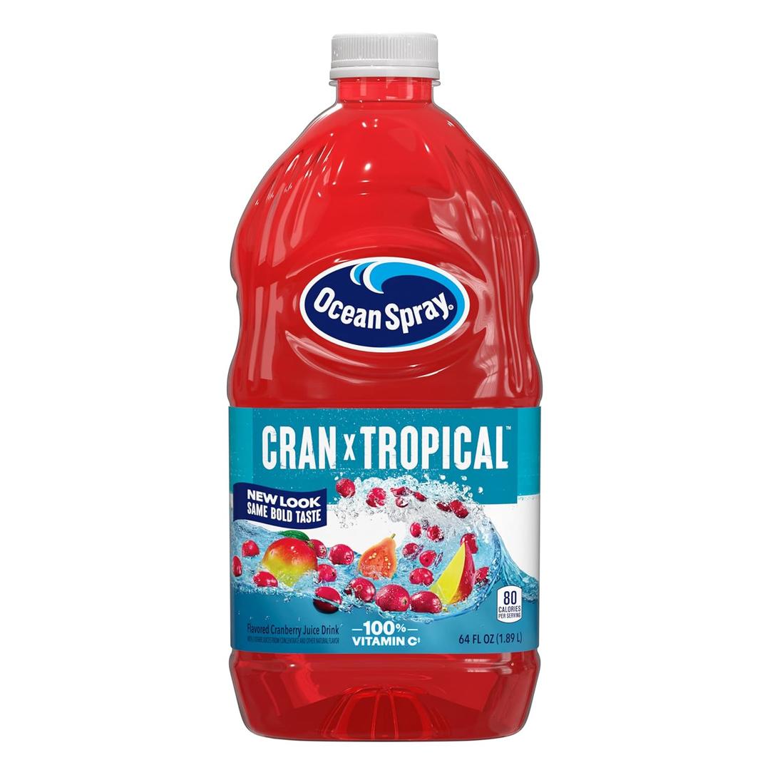 Ocean Spray Cran-Tropical Cranberry Tropical Juice Drink, 64 Fl Oz Bottle (Pack of 8) (EXP 12/02/25)