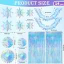 Soulchen 14 Pcs Winter Wonderland Snowflake Party Decorations Baby Shower Party Ornament with 6ft Backdrop Snowflake Hanging Honeycomb Fan and Garland for Baby Its Cold Outside Decor