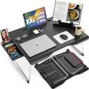 Cooper Mega Table Plus Premium XXL Extra Large Laptop Desk for Bed, Table for Laptop in Bed, Desk for Floor | Portable, Folding Legs, Book Stand, Tablet Groove, Drawer, Extra Wide Surface (Black Onyx)