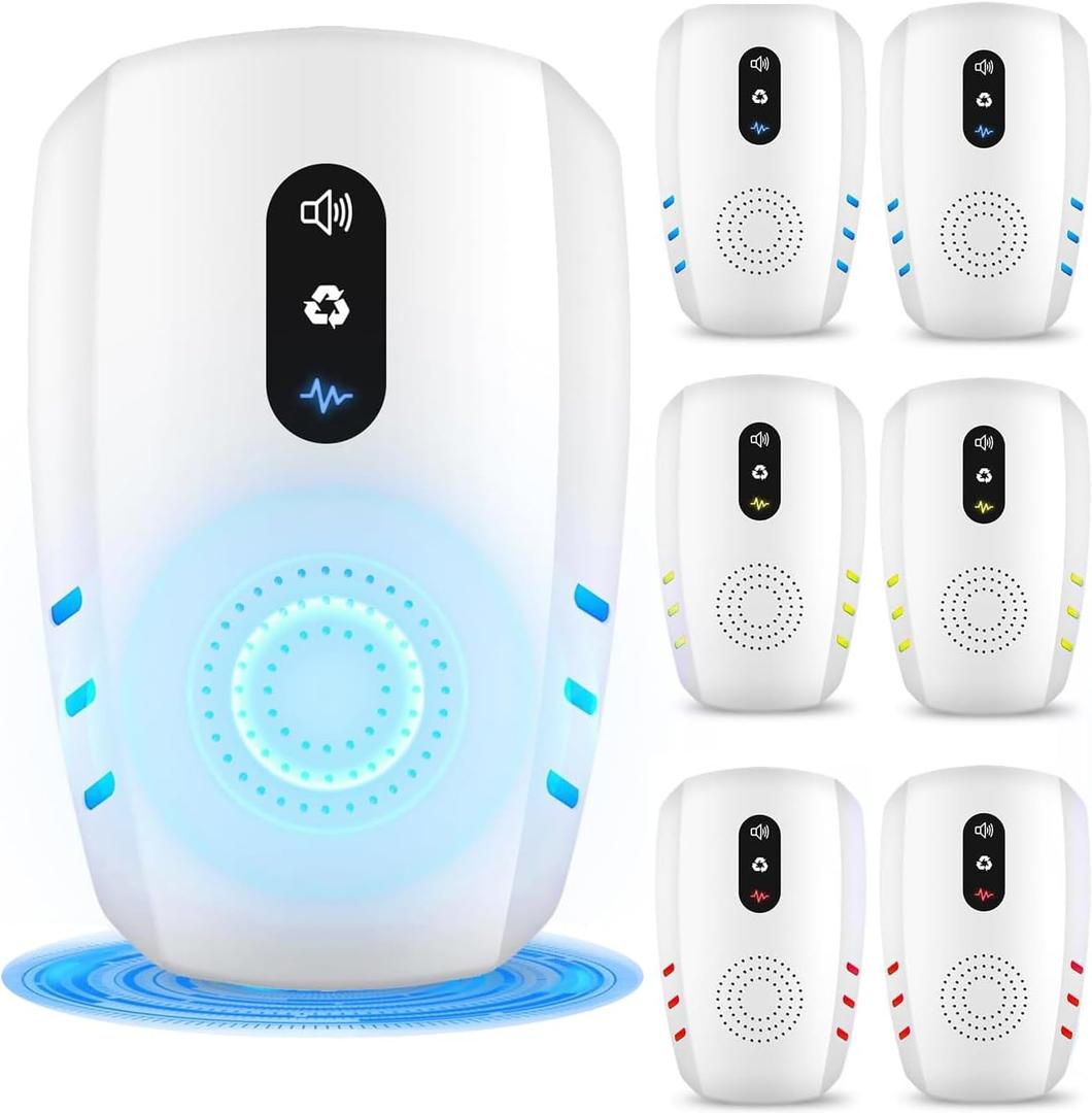 2026 Upgraded Ultrasonic Indoor Pest Repeller, 3-Mode Pest Control, 6 Pack | Electronic Plug-in Rodent & Insect Deterrent for Mouse, Rat, Roach, Ant, Spider and Mosquito in Home, Office, Garage