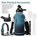 32 oz Insulated Water Bottle | Thickened Stainless Steel Vacuum Metal | Portable Sports Water Jug for Gym and Hiking with Straw, Carrier Bag, Handle Strap | BPA-Free 32 oz (Indigo/Black)