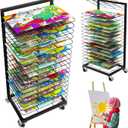 Art Drying Rack for Painting 18 Removable Shelves(A3) Metal,Mobile Lockable Wheels Art Drying Rack for Classroom/Preschool,Watercolor Painting/Paper/Artwork/Studios/Schools(Black)