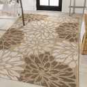 JONATHAN Y Floral Textured Weave Indoor Outdoor Area Rug 4X6 Brown/Cream, Zinnia Modern for Backyard, Patio, Porch, Easy-Cleaning, High Traffic, Pet-Friendly, Non-Shedding (SMB110I-4)