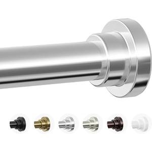Shower Curtain Rod, 1" Diameter Heavy Duty Tension Rod Non Slip, Adjustable 20-73 Inch No Drilling Shower Curtain Rods Spring Tension For Bathroom, Shower Stall, No Rust, Nickel
