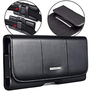 nuoku Samsung Galaxy S10 Plus Holster Galaxy S10 5G Galaxy S9 Plus S8 Plus Belt Pouch Clip Holster with ID Card for Samsung s10+ Plus/ S9+/ S8+ Note9 Note8 with Other Case On(XLBlack)