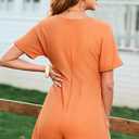 AlvaQ Rompers for Women Solid Color Casual Short Sleeve V Neck Zipper Short Jumpsuits with Pockets (XXL)