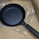 OXO Obsidian 10" Carbon Steel Frying Pan, Pre-Seasoned Skillet, Builds Natural Nonstick with Use, Induction Ready, Oven Safe, Removable Silicone Handle