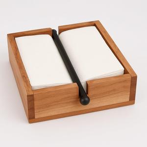 Wood Napkin Holder, Brown Acacia Wood, Standard Size Kitchen Tissue Organizer with Natural Style, Wipe Clean Inches Interior Size (8"x 8"x 2.5)