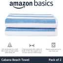 Amazon Basics Soft & Absorbent Beach Towels, 100% Cotton, Cabana Stripe, Machine Washable, Quick Dry, Large 30" x 60", Sky Blue, 2-Pack